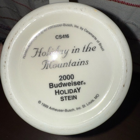 Vintage Budweiser Holiday Stein 2000 - Festive Red and Blue - Picture 11 of 15